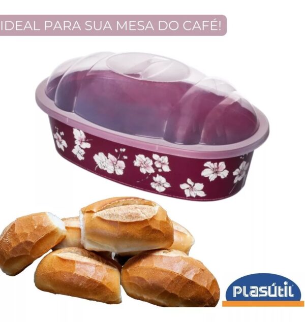 Porta Pão Bolo Com Tampa Plástico Decorado Plasútil