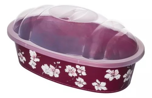 Porta Pão Bolo Com Tampa Plástico Decorado Plasútil